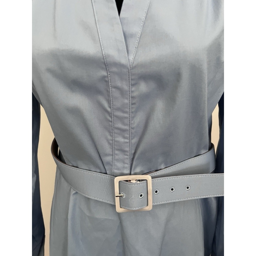 Calvin Klein Womens Belted Shirt Dress Long Sleeve Lightweight Blue Size 12 - Picture 4 of 13